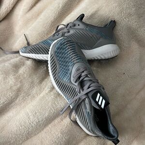 Adidas AlphaBounce, size 6. Gray with blue, purple, and white detailing